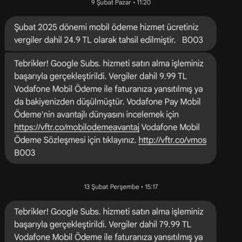 Yanlış Google Abonelik Ücretlendirmesi