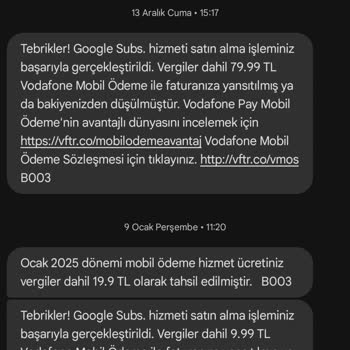 Yanlış Google Abonelik Ücretlendirmesi