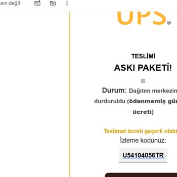 UPS Üzerinden Gelen Şüpheli Kargo Mesajları Hakkında Şikayet