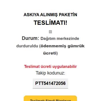 PTT Kargo Üzerinden Gelen Şüpheli Mesajlar