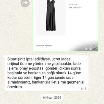 Zara'dan İptal Edilen Siparişin Ücret İadesi Sorunu