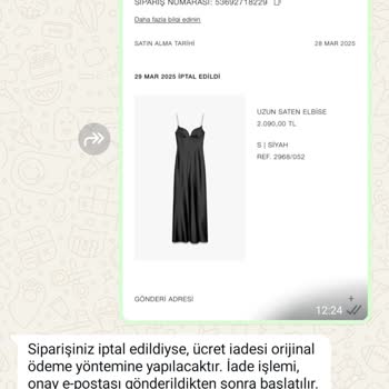 Zara'dan İptal Edilen Siparişin Ücret İadesi Sorunu