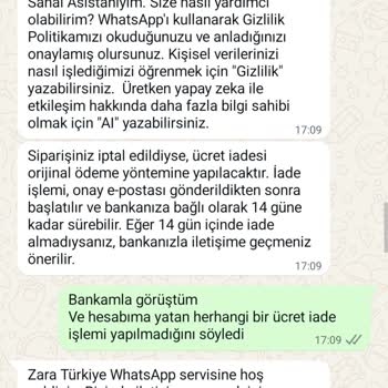 Zara'dan İptal Edilen Siparişin Ücret İadesi Sorunu