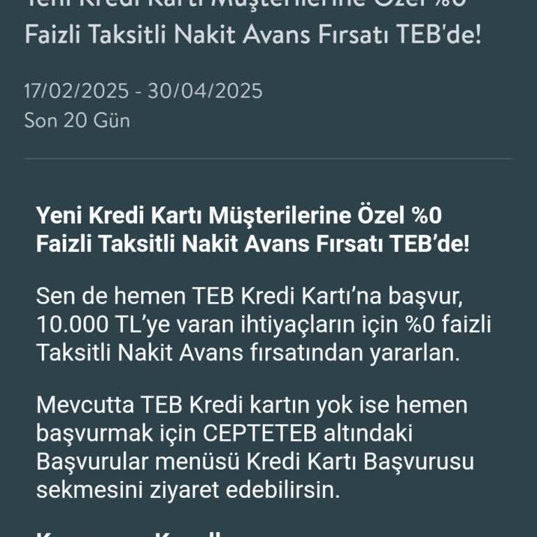 TEB Nakit Avans Sorunu Ve İletişim Eksikliği