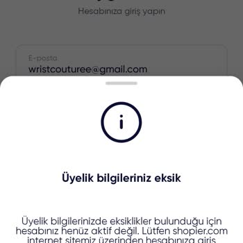 Shopier Üyelik Bilgileri Hatası