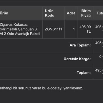 Zigavus Siparişim Gönderilmedi Ve İade Yapılmadı
