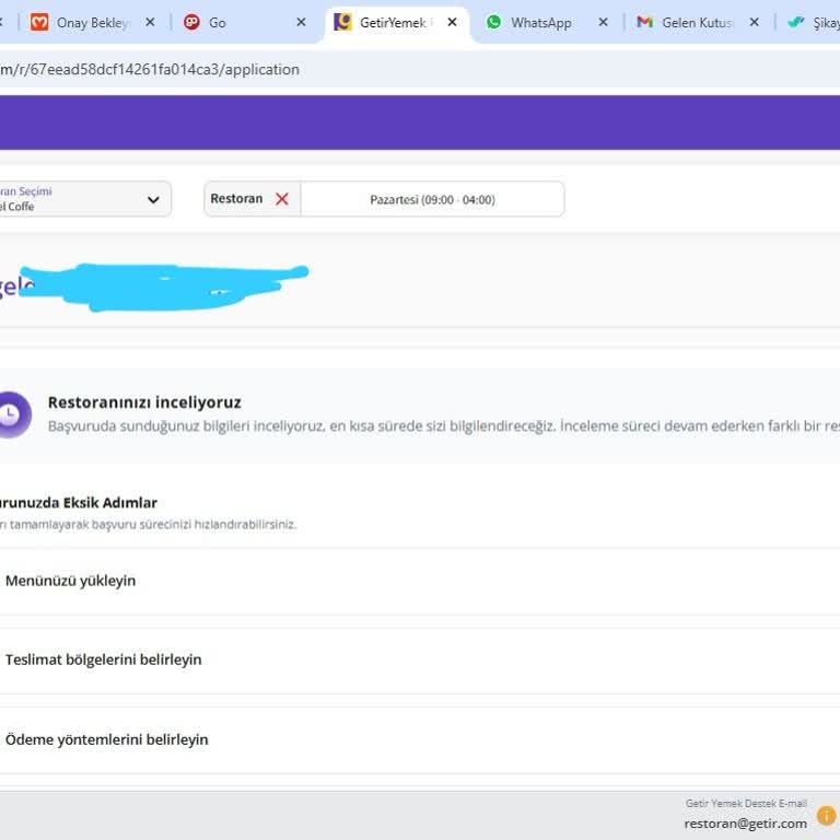 Getir'den Uzayan Restoran Başvuru Süreci