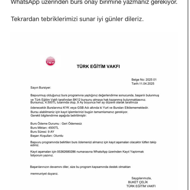 Tev Burs Başvurusunda Şüpheli İletişim Ve Güvenlik Endişesi