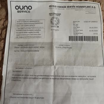 Kulaklık Sorunu Ve Yetersiz Servis Hizmeti