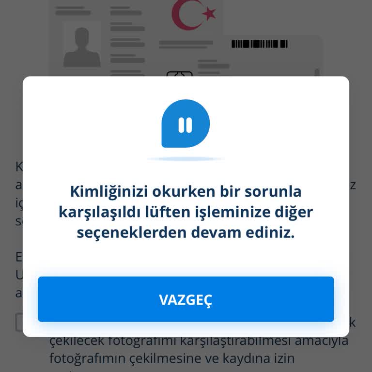 Mobil Uygulama Kimlik Tarama Sorunu