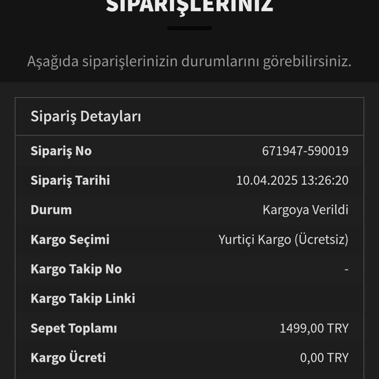 Sipariş Takip Bilgisi Eksikliği