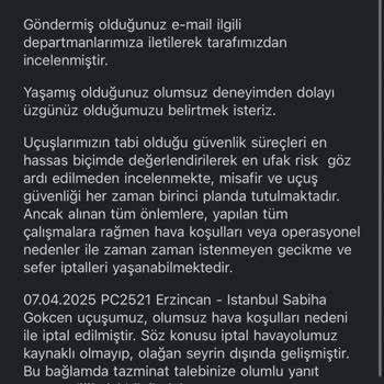 Pegasus Mağduriyeti Uçuş İptali Ve Tazminat Talebi