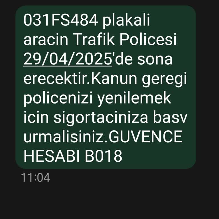 Yanlış SMS Gönderimi: Bana Ait Olmayan Araç Bilgisi