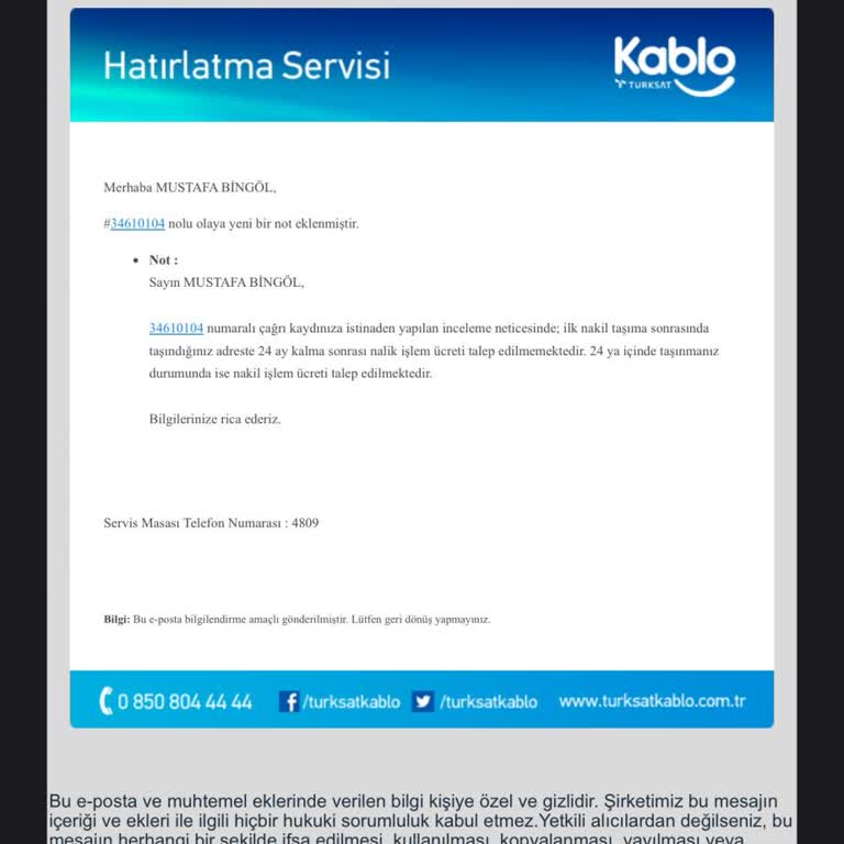 TÜRKSAT Kablo Net Nakil Ücreti Ve Bilgilendirme Eksikliği