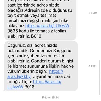 Aras Kargo Teslimat Sorunu Ve Yanıltıcı Bildirimler