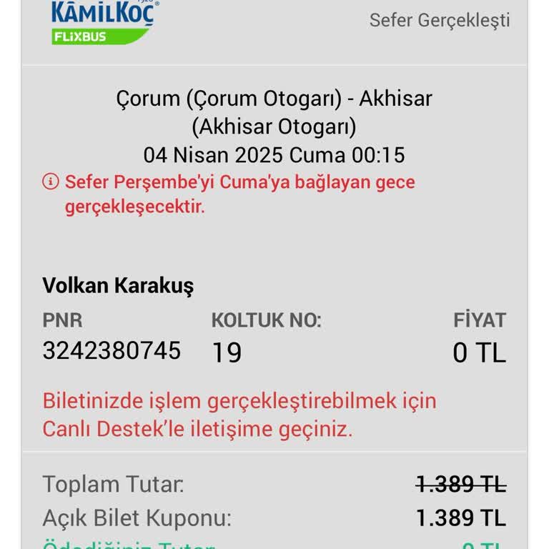 Bilet İptalinde Yaşanan Sorunlar Ve İlgisizlik