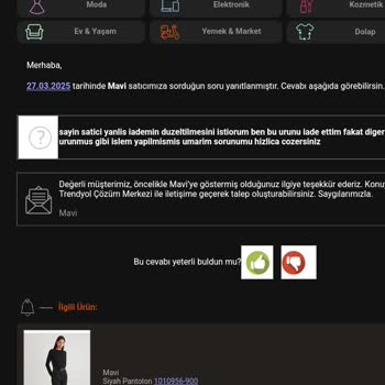 Yanlış İade Tutarı Ve İlgisiz Müşteri Hizmetleri: Trendyol Ve Mavi'den Çözüm Bekliyorum