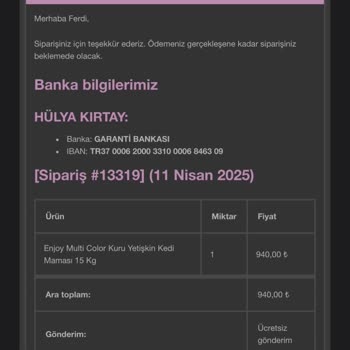 Kedi Maması Siparişi Kargoya Verilmedi Ve Yanıt Yok