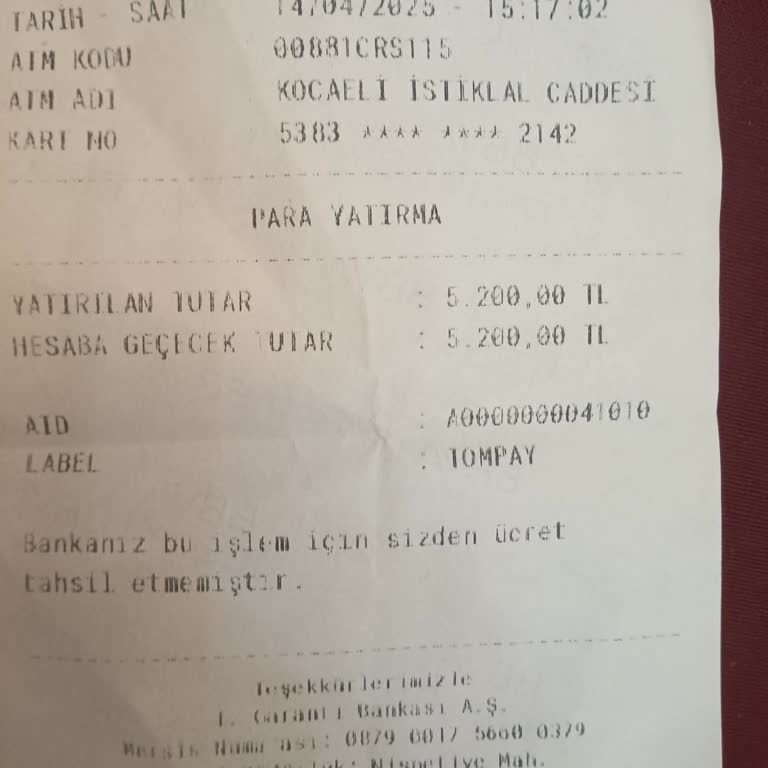 ATM'de Yatırılan Para Hesaba Geçmiyor