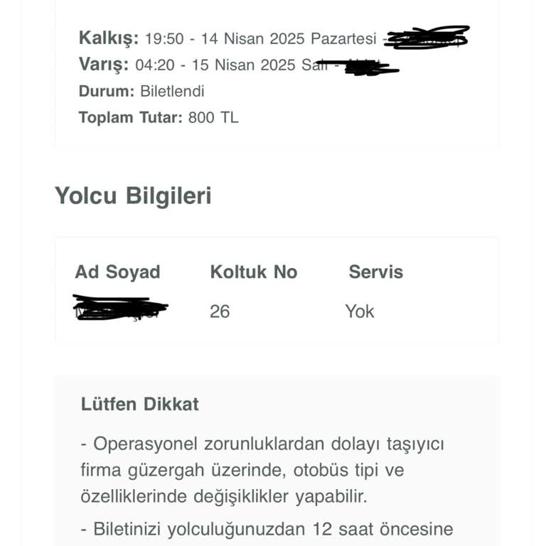 Yanlış Adresle Alınan Biletin İptal Çilesi