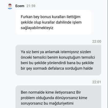 Yanıltıcı Bonus Vaadi Ve Yetersiz Müşteri Hizmeti