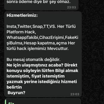 WhatsApp Üzerinden Alınan Yanıltıcı Ve Saygısız Hizmet
