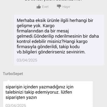 Eksik Ürün Ve İletişim Sorunlarıyla Baş Başa Kaldım
