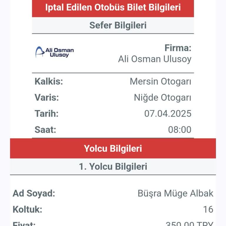 İptal Edilen Biletin İadesi Halen Yapılmadı