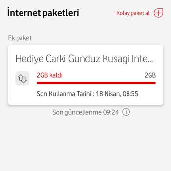 Vodafone Yanımda Uygulamasında Dakika Sorunu