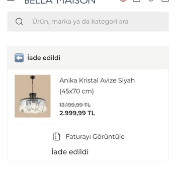 Bella Maison'dan Avize Siparişinde Büyük Hayal Kırıklığı