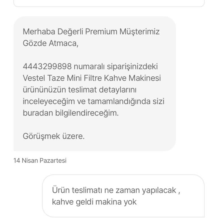 Ürün Teslimatı Ve Bilgilendirme Sorunu