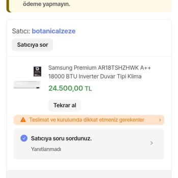 Hatalı Fiyatla Satışa Çıkan Klima Siparişi İptal Edildi