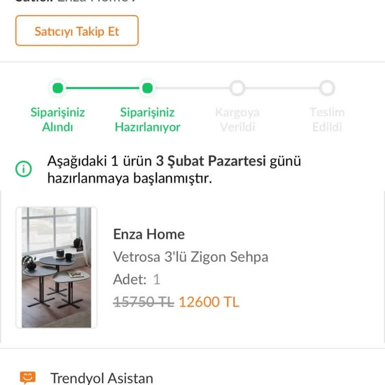Trendyol Ve Enza Home Arasında Kayıp Sehpa