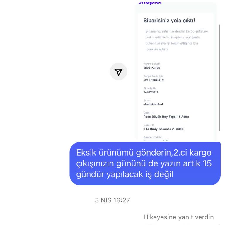 Eksik Ürün Gönderimi Ve İletişim Sorunları