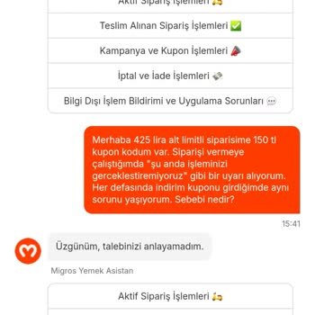 Migros Uygulamasında İndirim Kuponu Kullanım Sorunu