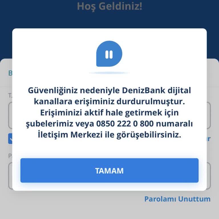 Denizbank Mobil Uygulama Erişim Sorunu Ve Müşteri Mağduriyeti