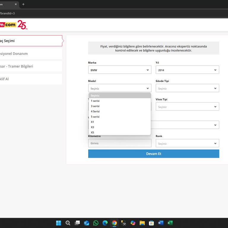 BMW 218i 2014 Model İçin Fiyat Teklifi Eksikliği