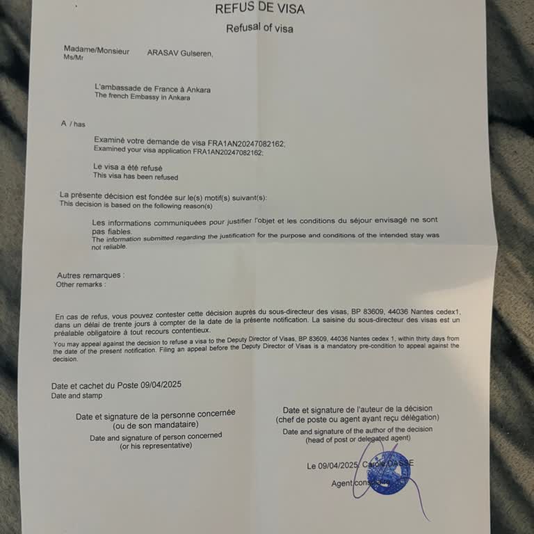 Eksiksiz Belgelerle Vize Reddi Şoku