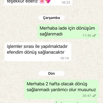 Değişim Talebi İçin Geri Dönüş Bekliyorum