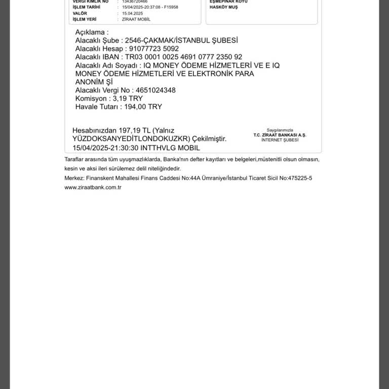 Yanlış Hesaba Yapılan Para Transferi Ve Yetersiz Destek