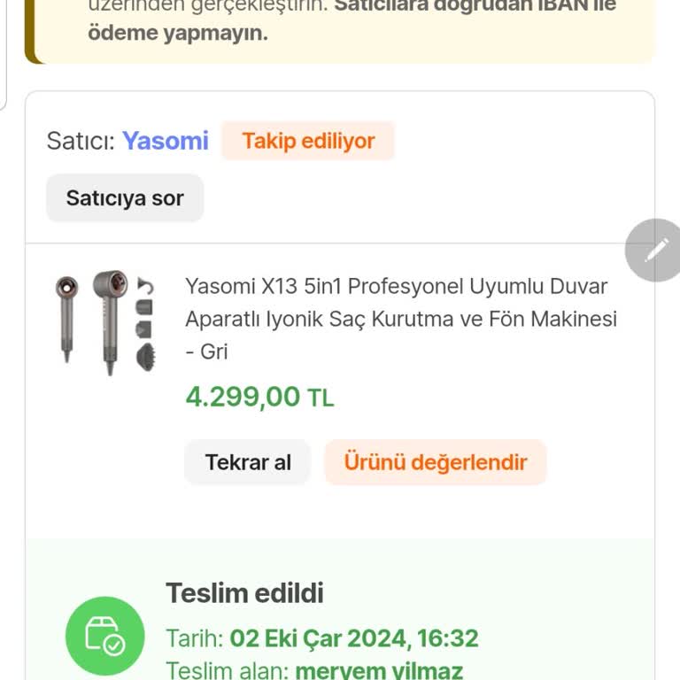 Yasomi Saç Kurutma Makinesi 6 Ayda Bozuldu