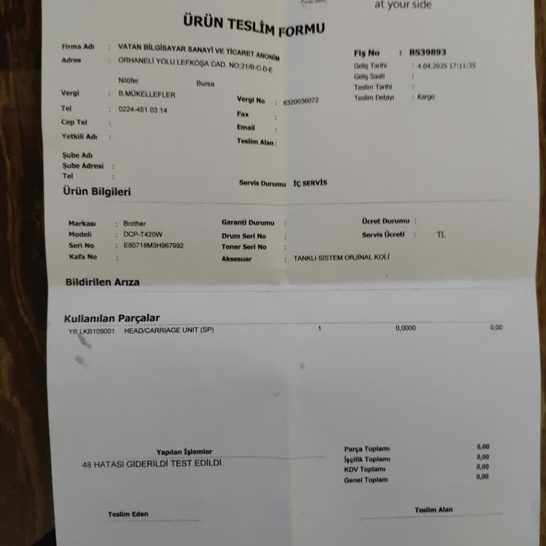 Vatan Bilgisayar'dan Alınan Arızalı Yazıcı İade Edilmiyor!