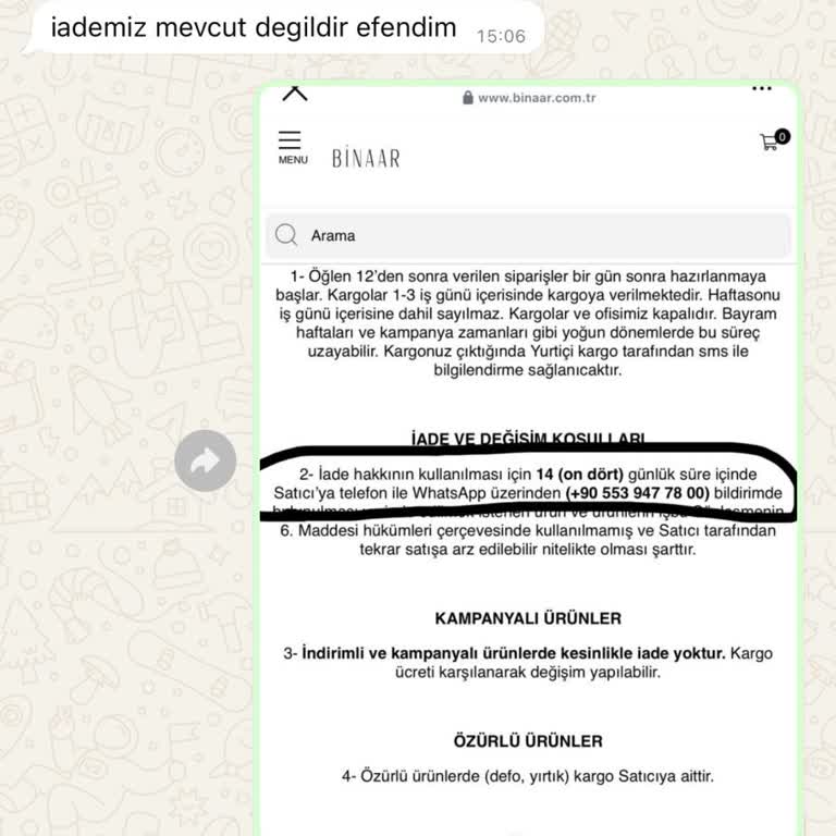 İade Hakkı Tanınmayan Müşteri Deneyimi: Binaar Tesettür'de Hayal Kırıklığı