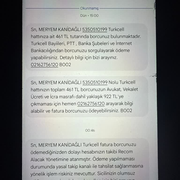 Yanlış Borç Mesajları Can Sıkıyor