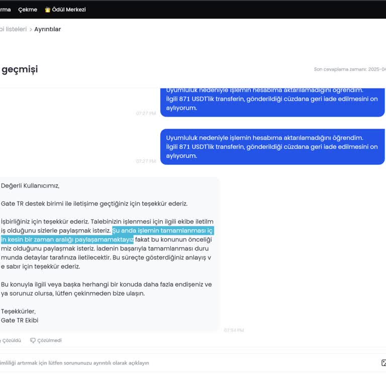 Gate TR'de USDT İade Krizi: Destek Yetersizliği Ve Belirsizlik