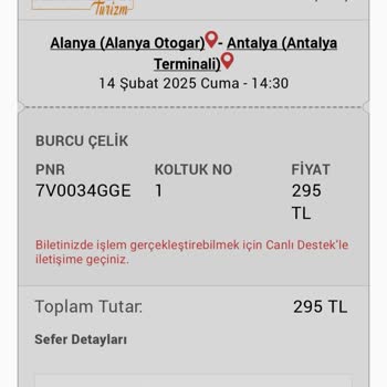 Antalya-Alanya Otobüs Bilet Fiyatlarında Tutarsızlık