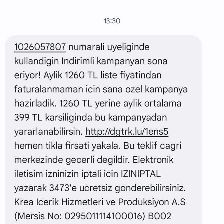 Digiturk Fatura Bilgilendirmesi Ve Müşteri Hizmetleri Sorunu