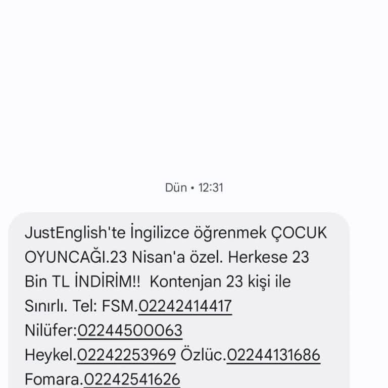 Just English'ten Sürekli Gelen Spam Mesajlar