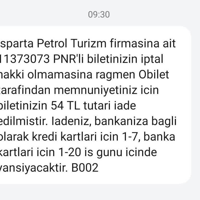 540 TL'lik Bilet İadesi Sadece 54 TL: Şok Ve Hayal Kırıklığı