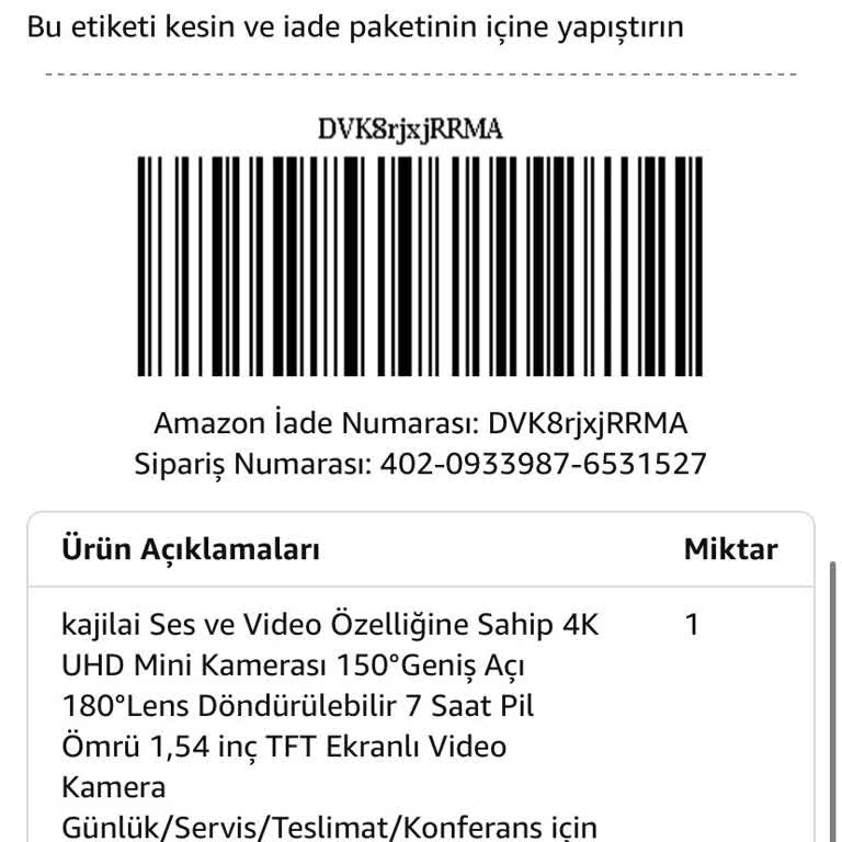 Eksik Kargo Numarasıyla İade Sorunu